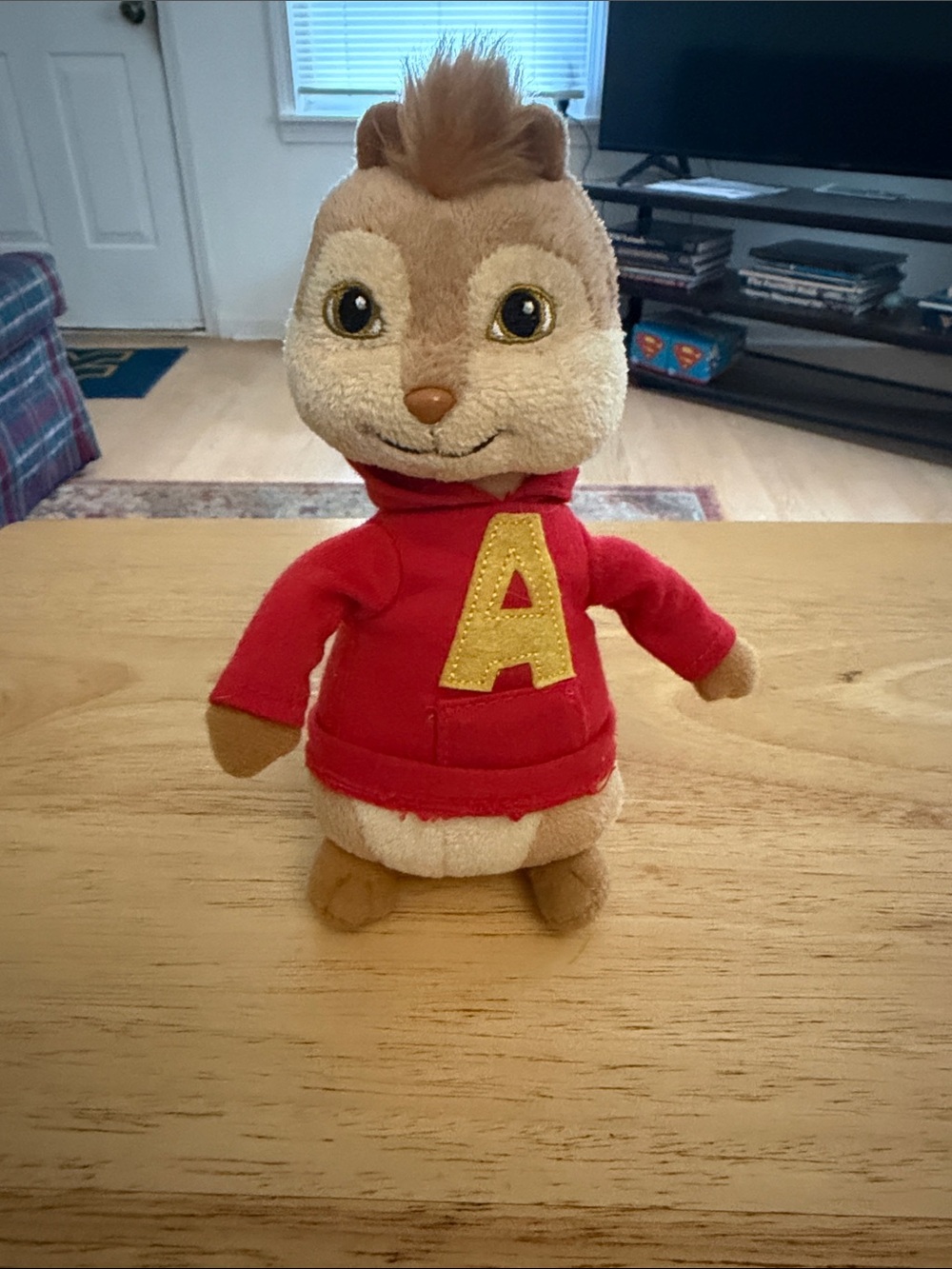 Ty Alvin Chipmunk Plush in Red Hoodie with Gold 'A'
